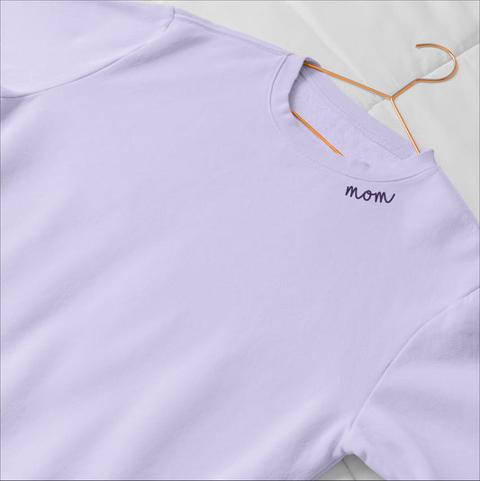 Embroidered Collar Organic Cotton Sweatshirt "Mom"