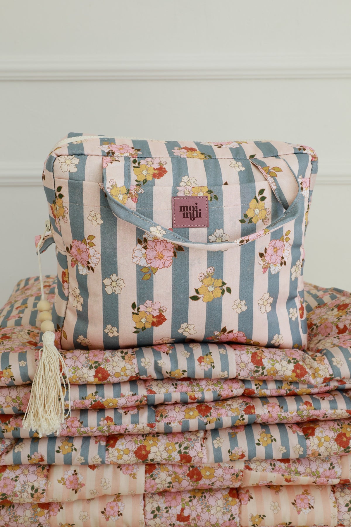 Make-Up Bag Set of 2 - Blue Stripes