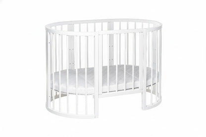 Round Baby Crib OLIN with Mattress - White