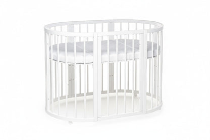Round Baby Crib OLIN with Mattress - White
