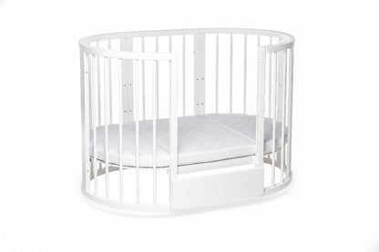 Round Baby Crib OLIN with Mattress - White