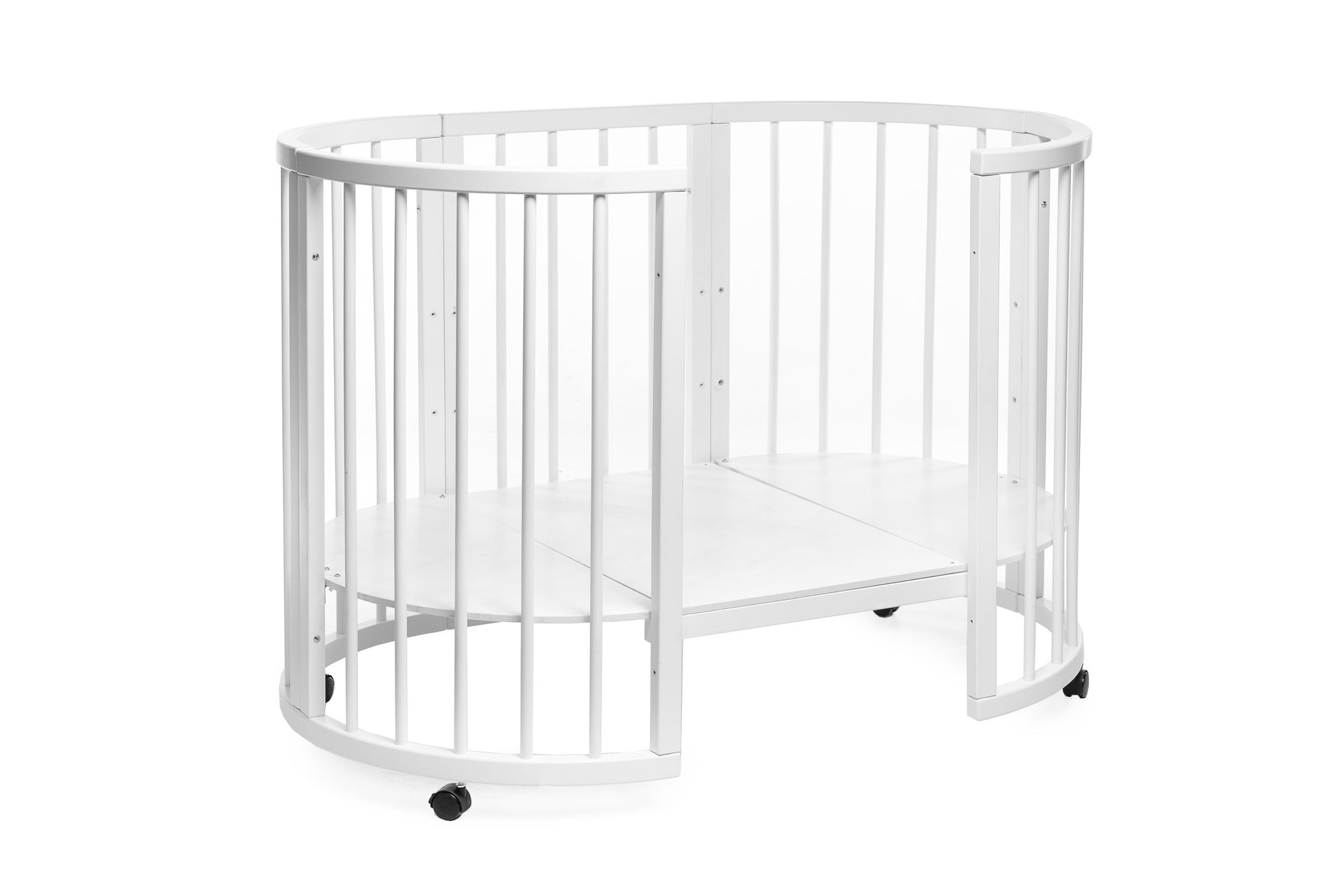 Round Baby Crib OLIN with Mattress - White