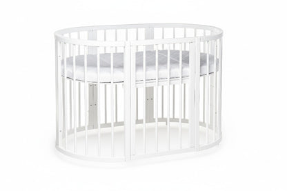 Round Baby Crib OLIN with Mattress - White