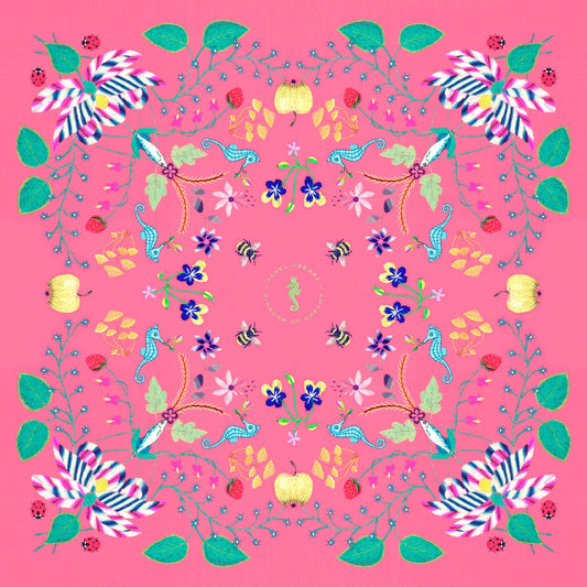 Unimoon Silk Scarf 63 × 63 cm – Pink Floral