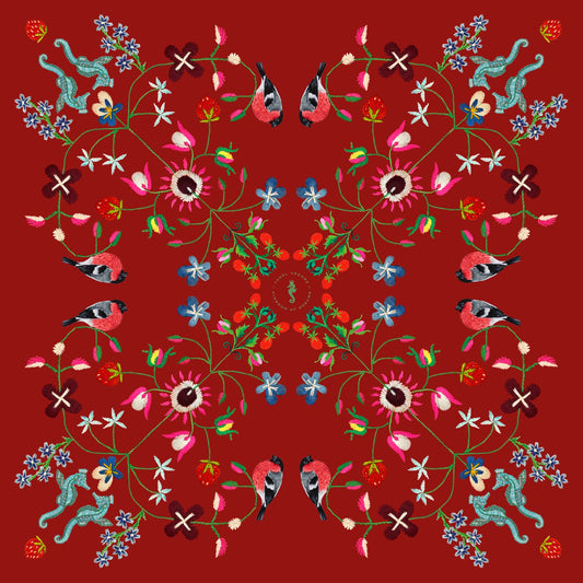 Unimoon Silk Scarf 63 × 63 cm – Red Floral