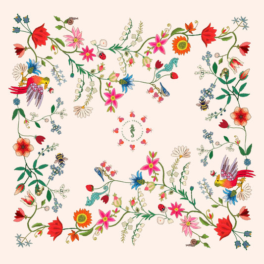 Unimoon Silk Scarf 63 × 63 cm – White Floral