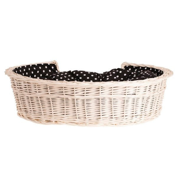 Whitewashed Wicker Dog Bed Poppy With Cushion, 100x75 cm