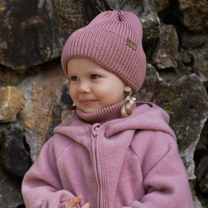 Winter Merino Wool Hat for Kids - Blush