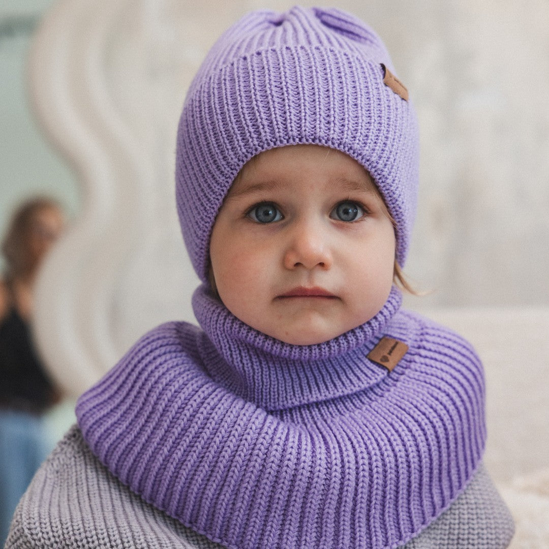 Winter Merino Wool Hat for Kids - Lavender