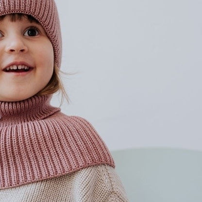 Winter Merino Wool Tube Scarf for Kids - Blush