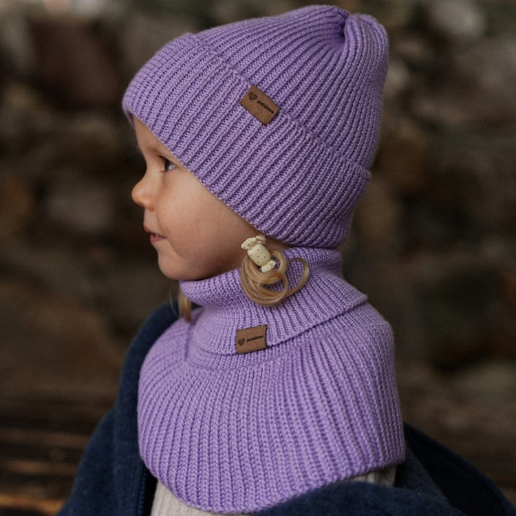 Winter Merino Wool Tube Scarf for Kids - Lavender