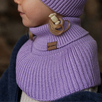 Winter Merino Wool Tube Scarf for Kids - Lavender